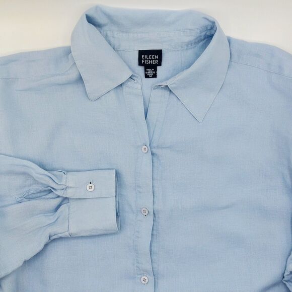 Eileen Fisher Oversized Linen Button Up Shirt Women's Medium Vintage Made in USA - Picture 1 of 8